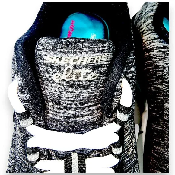 Sketchers-Women's SIZE 6- Memory Foam Elite Sneakers-Flex Elite-Black White - Picture 13 of 15